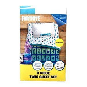 Fortnite Llama 3 Piece Microfiber Twin Bedding Sheet Set Pillowcase Kids Teens